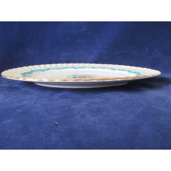 Minton Ardmore Ivory Rim Turquoise Floral Swirl Bone China 12" Platter 1939-74 - Picture 7 of 8